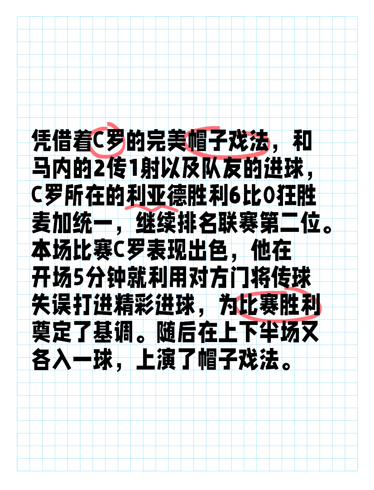 关于C罗再度上演帽子戏法，德布劳内后防线成筛子！的信息